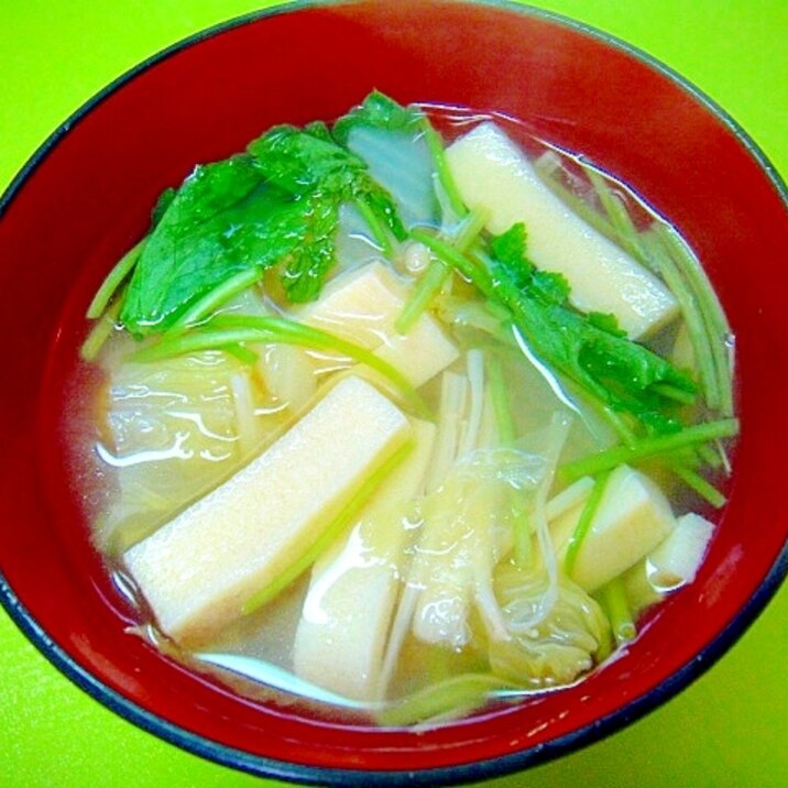 高野豆腐入り♡白菜と三つ葉えのきの和風スープ